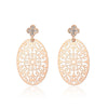 2022 Hollow Oval Shape Drop Earrings Clear Crystal Dangle Earrings For Women Jewelry Accessories Girls Birthday Gift