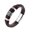 2021  Jewelry Punk 12 Color Stainless Steel Accessories Weave Genuine Leather Women Bracelet Men Bangles Hombre Pulseras