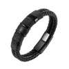 2021  Jewelry Punk 12 Color Stainless Steel Accessories Weave Genuine Leather Women Bracelet Men Bangles Hombre Pulseras