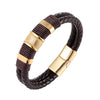 2021  Jewelry Punk 12 Color Stainless Steel Accessories Weave Genuine Leather Women Bracelet Men Bangles Hombre Pulseras