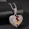 2022 Style Men Hip hop iced out bling Broke heart Pendant Necklaces Charm Pendants Necklace Hiphop Unisex jewelry