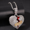 2022 Style Men Hip hop iced out bling Broke heart Pendant Necklaces Charm Pendants Necklace Hiphop Unisex jewelry