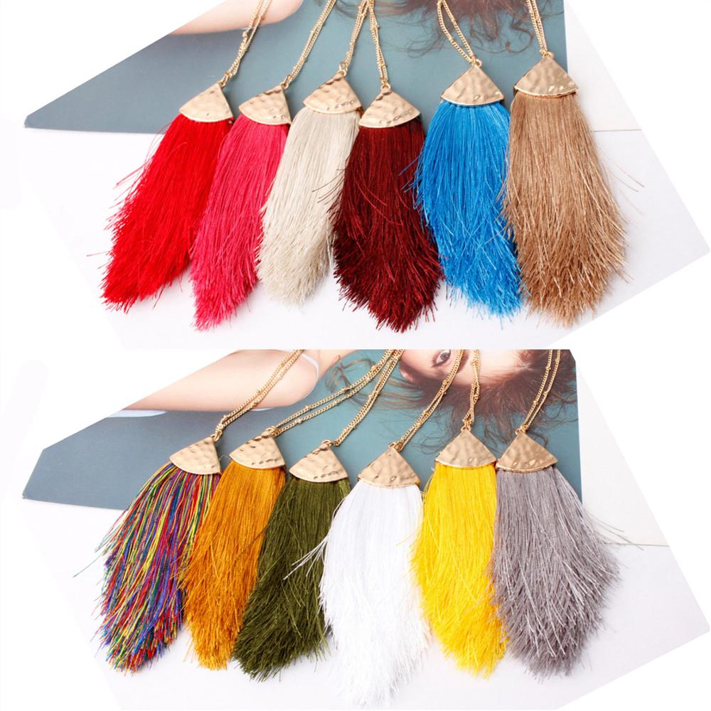 2022 silver color Sweater Chain BOHO Tassel Necklace Long Necklace for Women Pendant Necklace