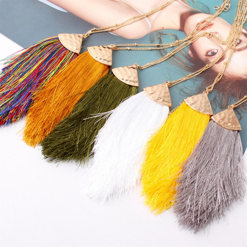 2022 silver color Sweater Chain BOHO Tassel Necklace Long Necklace for Women Pendant Necklace
