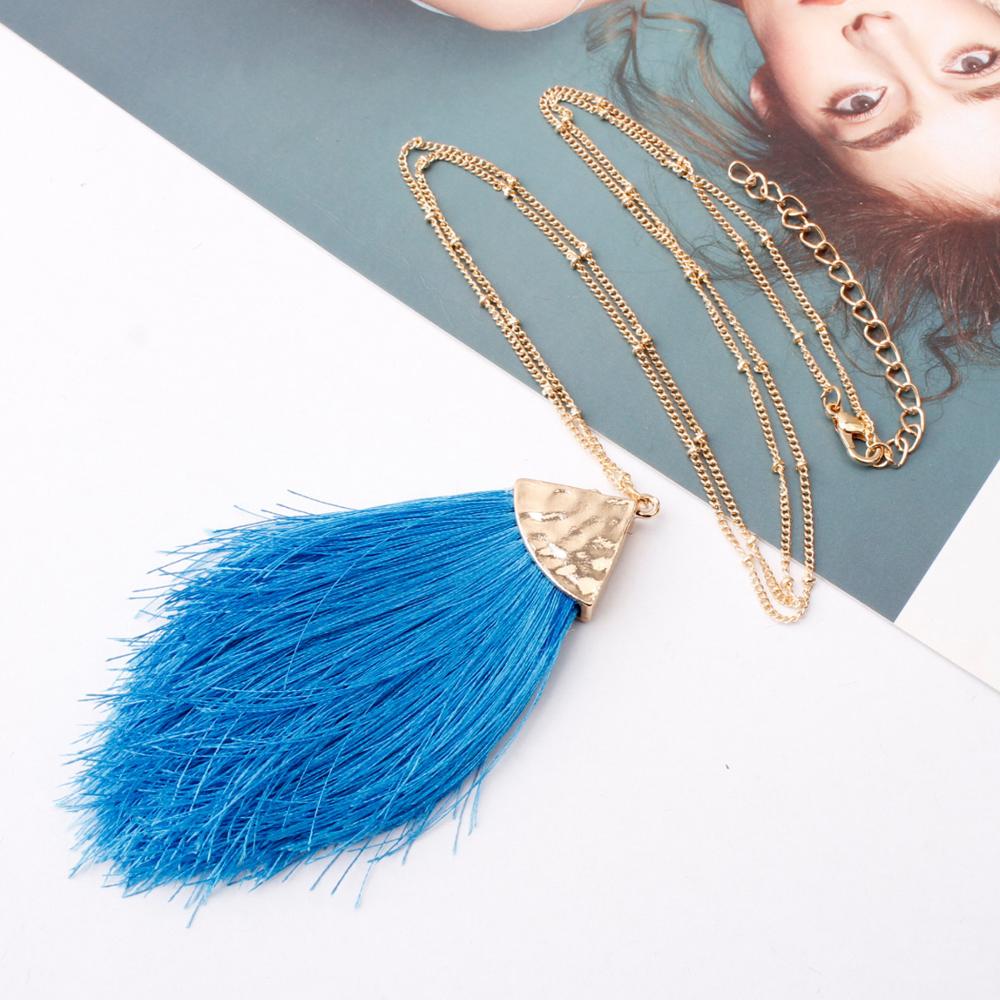 2022 silver color Sweater Chain BOHO Tassel Necklace Long Necklace for Women Pendant Necklace