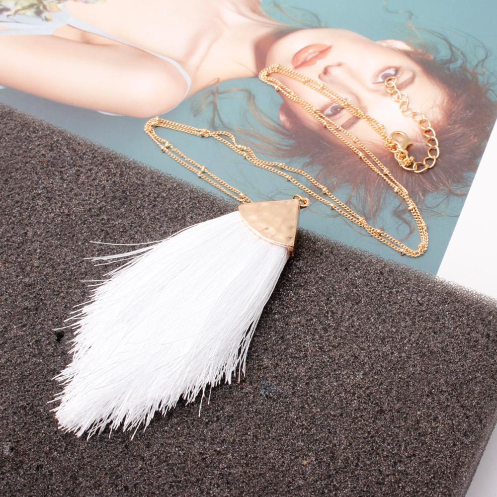2022 silver color Sweater Chain BOHO Tassel Necklace Long Necklace for Women Pendant Necklace