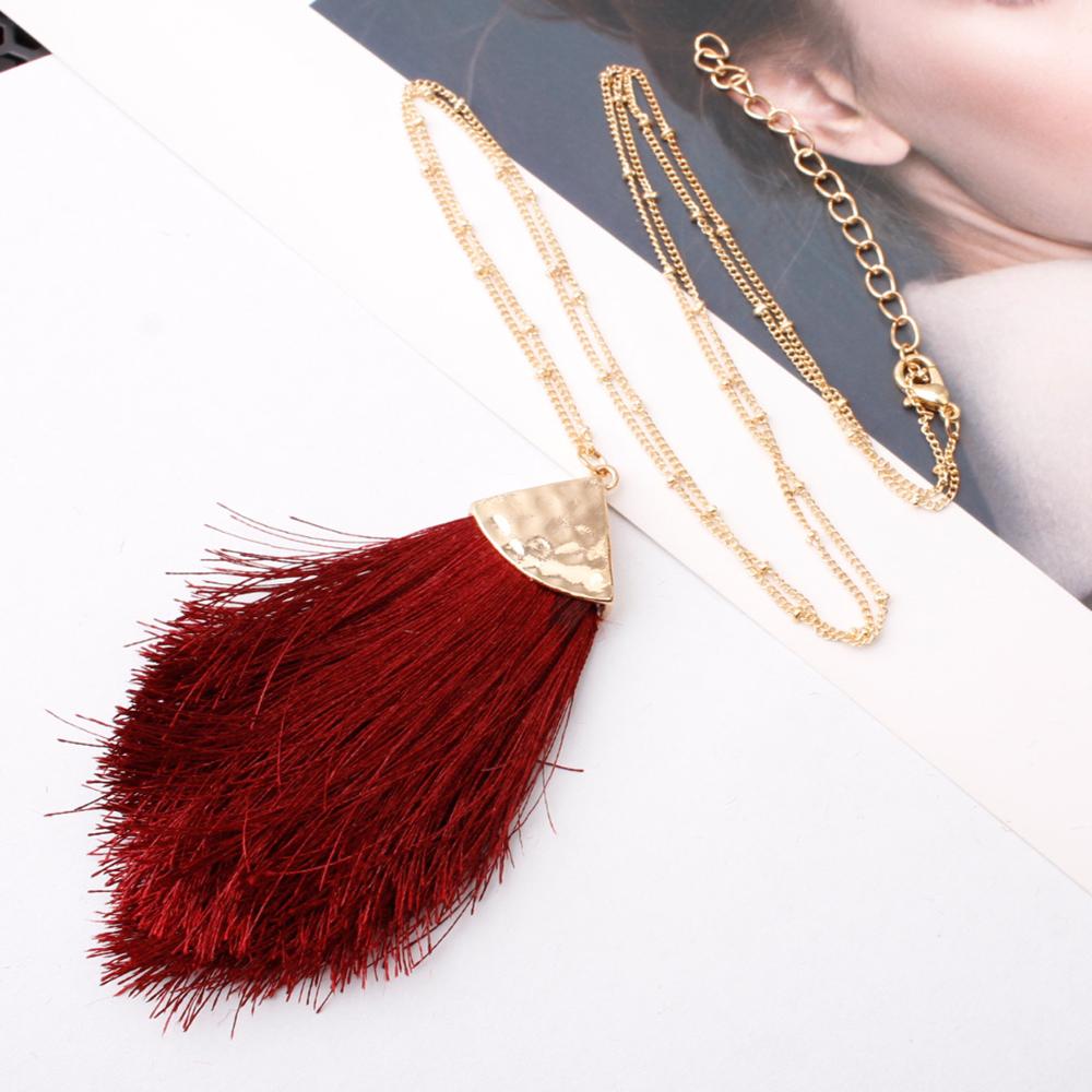 2022 silver color Sweater Chain BOHO Tassel Necklace Long Necklace for Women Pendant Necklace