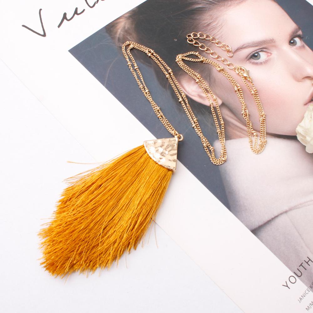 2022 silver color Sweater Chain BOHO Tassel Necklace Long Necklace for Women Pendant Necklace