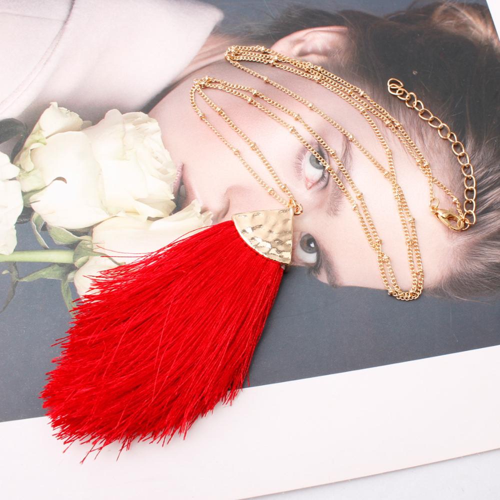 2022 silver color Sweater Chain BOHO Tassel Necklace Long Necklace for Women Pendant Necklace