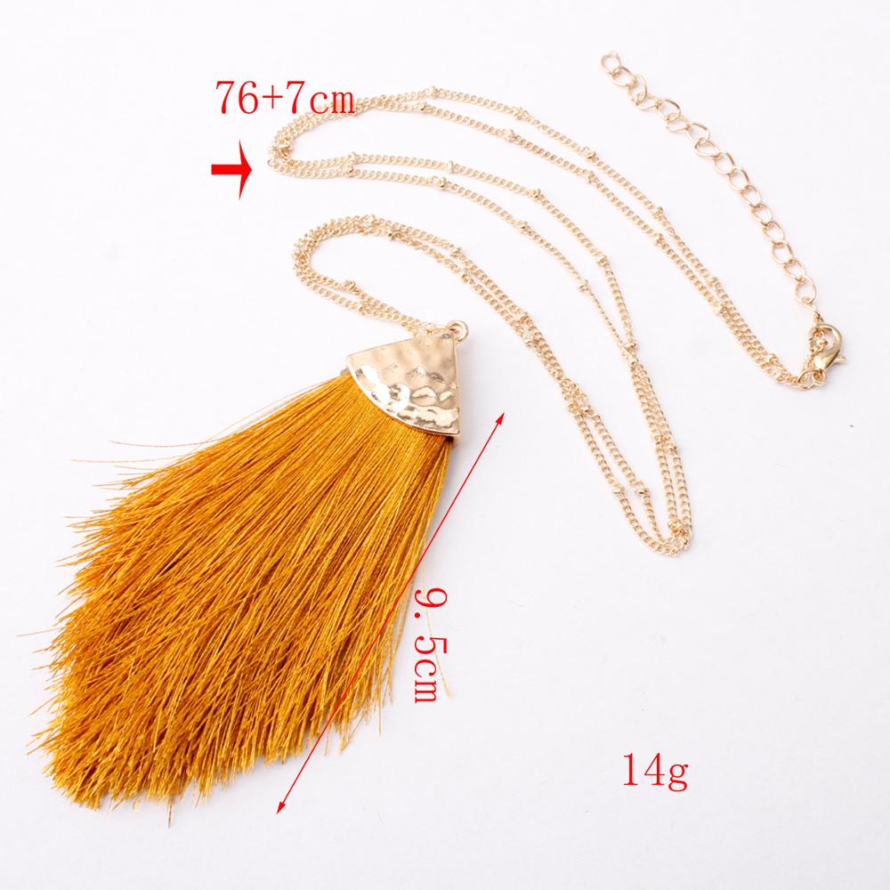 2022 silver color Sweater Chain BOHO Tassel Necklace Long Necklace for Women Pendant Necklace