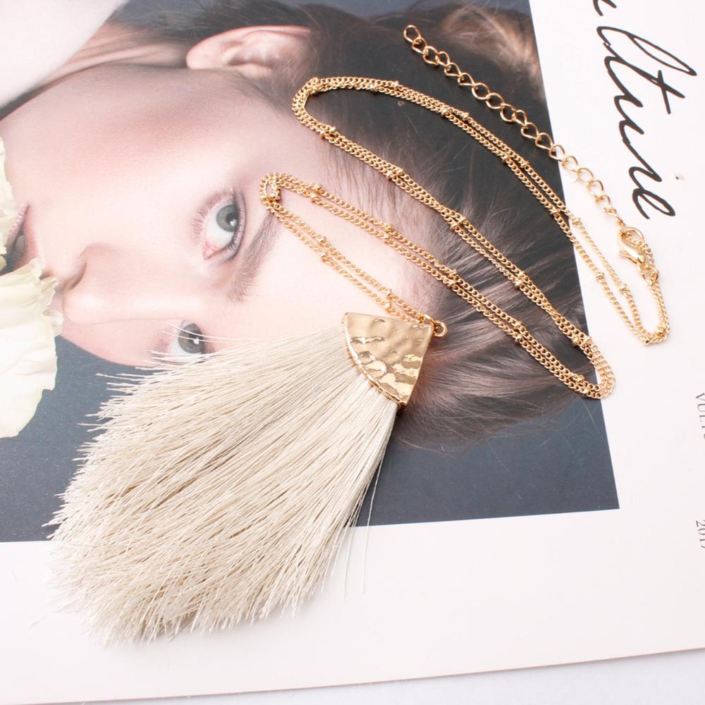 2022 silver color Sweater Chain BOHO Tassel Necklace Long Necklace for Women Pendant Necklace