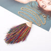 2022 silver color Sweater Chain BOHO Tassel Necklace Long Necklace for Women Pendant Necklace