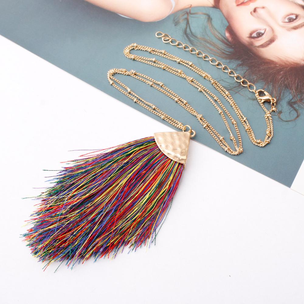 2022 silver color Sweater Chain BOHO Tassel Necklace Long Necklace for Women Pendant Necklace