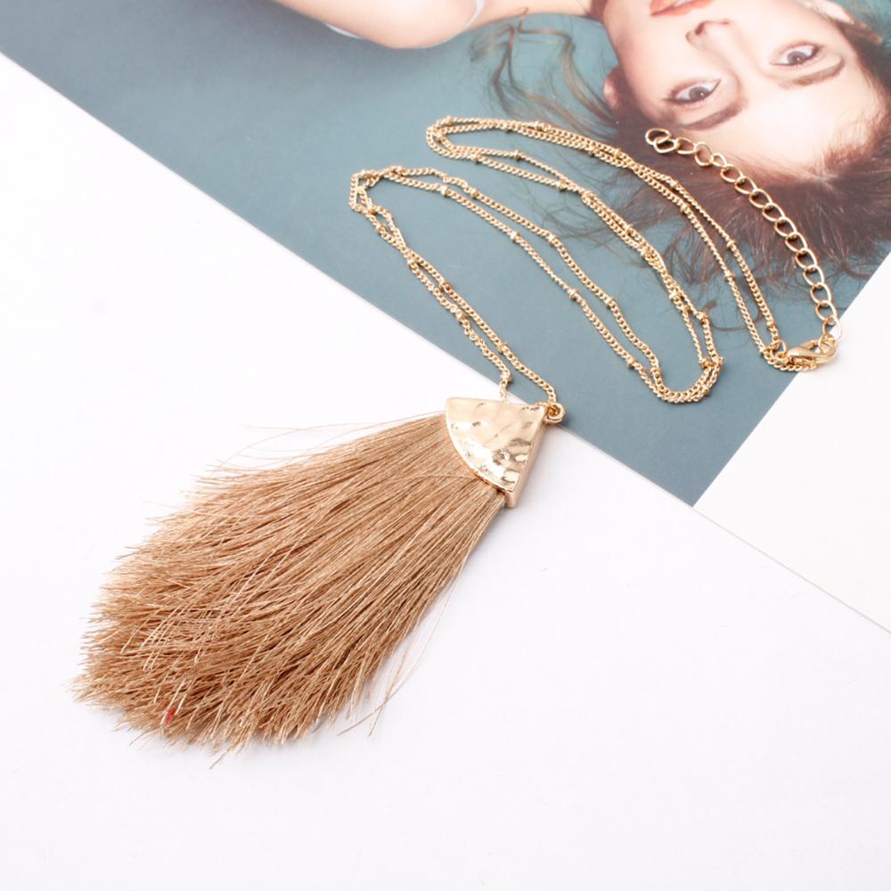 2022 silver color Sweater Chain BOHO Tassel Necklace Long Necklace for Women Pendant Necklace