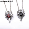 2021 Rock Punk Sword Dragon Pedant Necklace Red/Black Crystal Chain Necklaces Men Gothic collar Christmas collier Jewelry Gifts