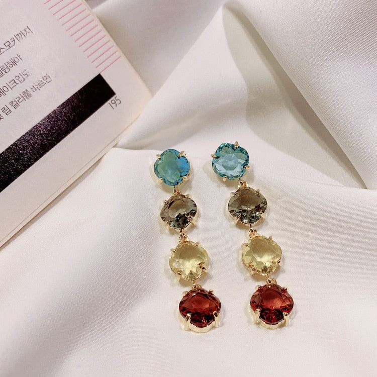 2022 jewelry  color crystal earrings wedding party earrings for Girls gift for woman