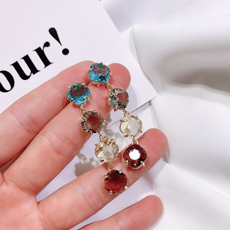 2022 jewelry  color crystal earrings wedding party earrings for Girls gift for woman