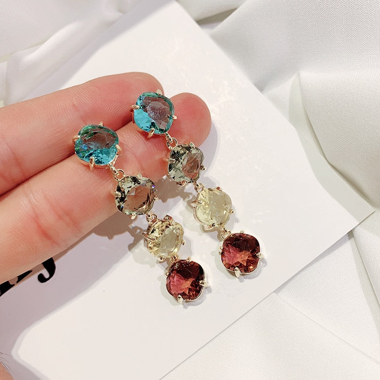 2022 jewelry  color crystal earrings wedding party earrings for Girls gift for woman