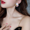 2022 jewelry simple square  crystal stud earrings Golden metal earrings for Girls gift for woman
