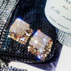 2022 jewelry simple square  crystal stud earrings Golden metal earrings for Girls gift for woman