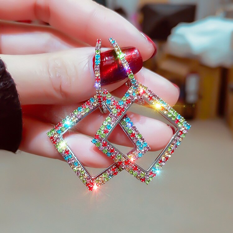 2022 design jewelry color full crystal earrings   wedding party earrings for women gift