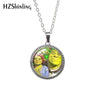 2021 Antique Necklace Cartoon Shrek Glass Cabochon Necklace Retro Pendants Jewelry