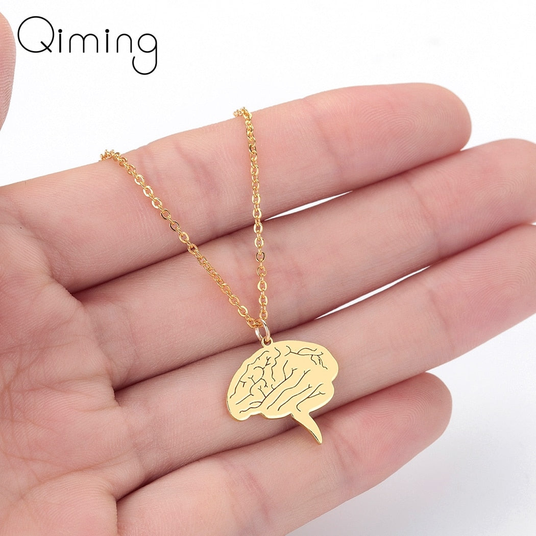 2021 Brain Gold Necklace Jewelry For Doctors Stainless Steel Jewelry For Neurologist And Neurosurgeons Gift Women Necklace