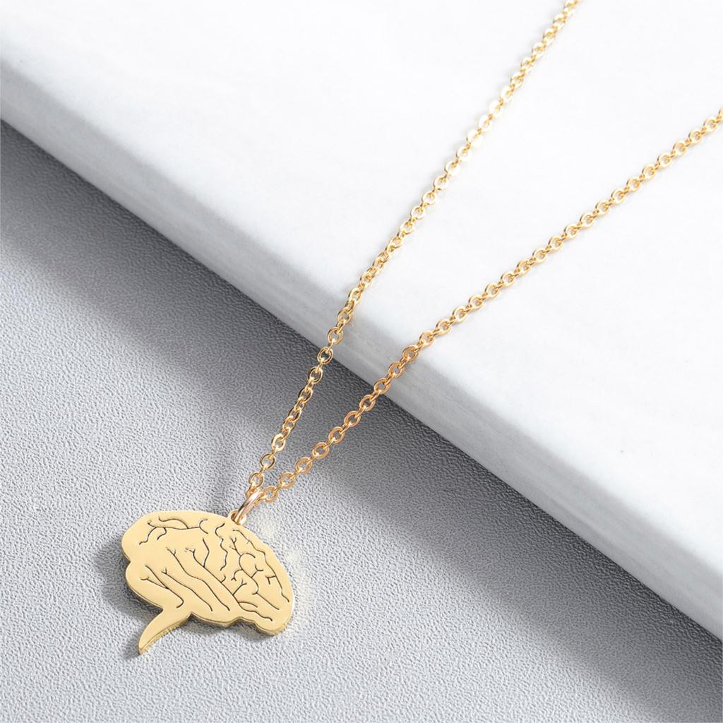 2021 Brain Gold Necklace Jewelry For Doctors Stainless Steel Jewelry For Neurologist And Neurosurgeons Gift Women Necklace