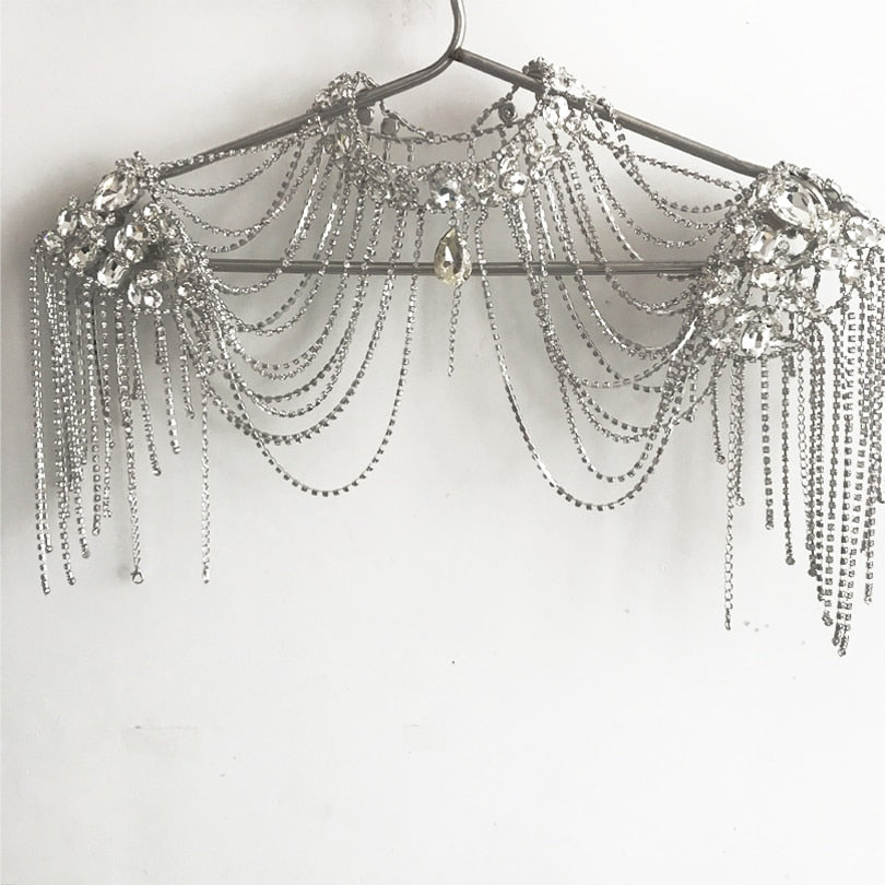 2022 Bridal Shoulder Necklace  Wedding Jewelry Lace Crystal Necklace Chain Strap Wedding Accessories Women Shoulder Chains