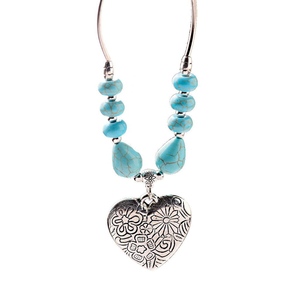 2022 Ethnic Hand Alloy Pendants Necklace Collier Femme Women&#39;s Vintage Turquoises Statement Jewelry Gifts