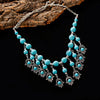 2022 Ethnic Hand Alloy Pendants Necklace Collier Femme Women&#39;s Vintage Turquoises Statement Jewelry Gifts