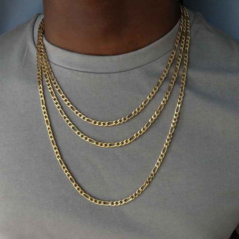 2021  Classic Figaro Chain Necklace Men Stainless Steel  Long Necklace For Men Women Chain Jewelry
