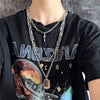 2021  Multilayer Silver Color Metal Chain Cross Necklace Couple Hip Hop Punk Geometric Pendant Necklaces for Women Men