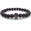 Men Bracelet Skull Disco Ball Charm 8MM Lava Stone Bead Bracelet For Men Jewelry Gift
