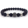 Men Bracelet Skull Disco Ball Charm 8MM Lava Stone Bead Bracelet For Men Jewelry Gift