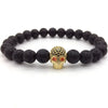 Men Bracelet Skull Disco Ball Charm 8MM Lava Stone Bead Bracelet For Men Jewelry Gift