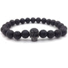 Men Bracelet Skull Disco Ball Charm 8MM Lava Stone Bead Bracelet For Men Jewelry Gift