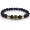 Men Bracelet Skull Disco Ball Charm 8MM Lava Stone Bead Bracelet For Men Jewelry Gift