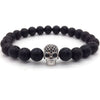 Men Bracelet Skull Disco Ball Charm 8MM Lava Stone Bead Bracelet For Men Jewelry Gift