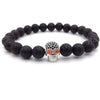 Men Bracelet Skull Disco Ball Charm 8MM Lava Stone Bead Bracelet For Men Jewelry Gift
