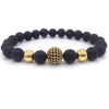 Men Bracelet Skull Disco Ball Charm 8MM Lava Stone Bead Bracelet For Men Jewelry Gift