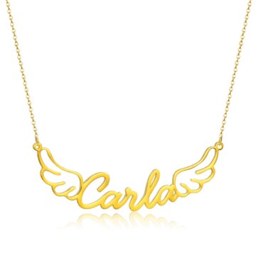 2022 Personalized Angel Wings Name Necklace Stainless Steel Nameplate Letter Choker For Women Girl Birthday Gift