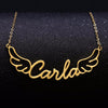 2022 Personalized Angel Wings Name Necklace Stainless Steel Nameplate Letter Choker For Women Girl Birthday Gift