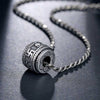 2021 Retro Cupronickel Silver Plated Necklace Barrel-shaped Carving Swastika Pendant Sweater Chain Charms Lucky Jewelry