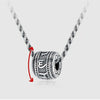 2021 Retro Cupronickel Silver Plated Necklace Barrel-shaped Carving Swastika Pendant Sweater Chain Charms Lucky Jewelry