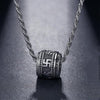 2021 Retro Cupronickel Silver Plated Necklace Barrel-shaped Carving Swastika Pendant Sweater Chain Charms Lucky Jewelry
