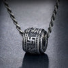 2021 Retro Cupronickel Silver Plated Necklace Barrel-shaped Carving Swastika Pendant Sweater Chain Charms Lucky Jewelry