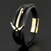 2021  Stainless Steel Anchor Bracelet Men Black Braided Multilayer Cowhide Leather Rope Bracelets Wrap Punk Charm Jewelry