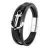 2021  Stainless Steel Anchor Bracelet Men Black Braided Multilayer Cowhide Leather Rope Bracelets Wrap Punk Charm Jewelry