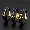 2021  Stainless Steel Anchor Bracelet Men Black Braided Multilayer Cowhide Leather Rope Bracelets Wrap Punk Charm Jewelry